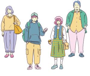 吉田　ラララ (lalala-yoshida)さんのネオレトロ（ニューレトロ）な作風の、親子人物イラストへの提案