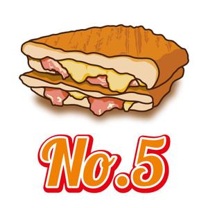 perles de verre (perles_de_verre)さんの【ランチ】キューバンサンドカフェ「No.5」のキューバンサンドのイラストへの提案