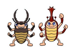 お絵描きカーネル (colonel-design-offic)さんのカブトムシを擬人化させて力強くポーズしてニッと笑ったイラストへの提案