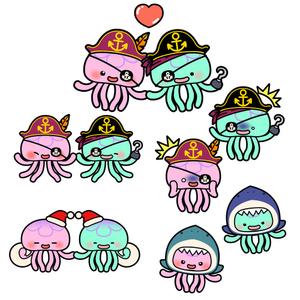 しみしみ (itimatu5label)さんの海の生物　カメ　イルカ　クジラ　サメ　夫婦キャラクターへの提案