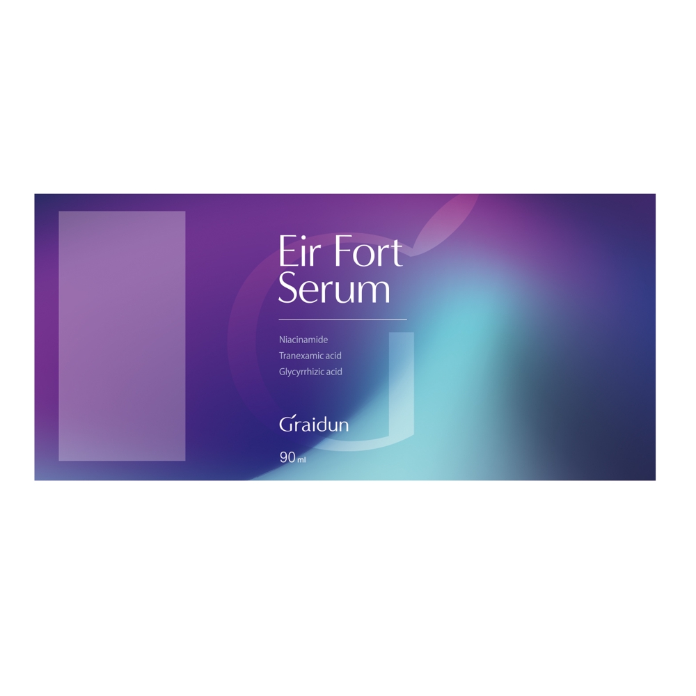 ニキビケア商品「Eir Fort Serum」の商品ラベルデザインの作成