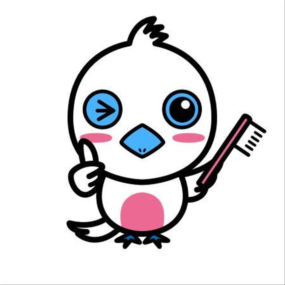 歯科医院のロゴの色調と「サンコウチョウ」に似せたキャラクター