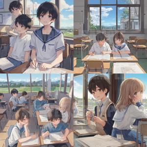 Xeno Studio (nok_amn)さんの学習塾の広告に掲載する中学生や高校生（男子と女子両方）のイラストへの提案