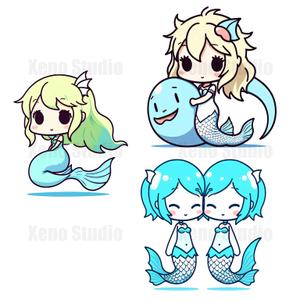Xeno Studio (nok_amn)さんの海の生物　カメ　イルカ　クジラ　サメ　夫婦キャラクターへの提案