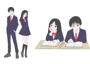時ノ葵 (tokinoki)さんの学習塾の広告に掲載する中学生や高校生（男子と女子両方）のイラストへの提案