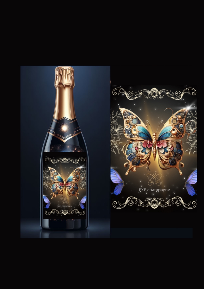 新作 自社ブランドシャンパン 「EXE シャンパン」のラベルデザイン