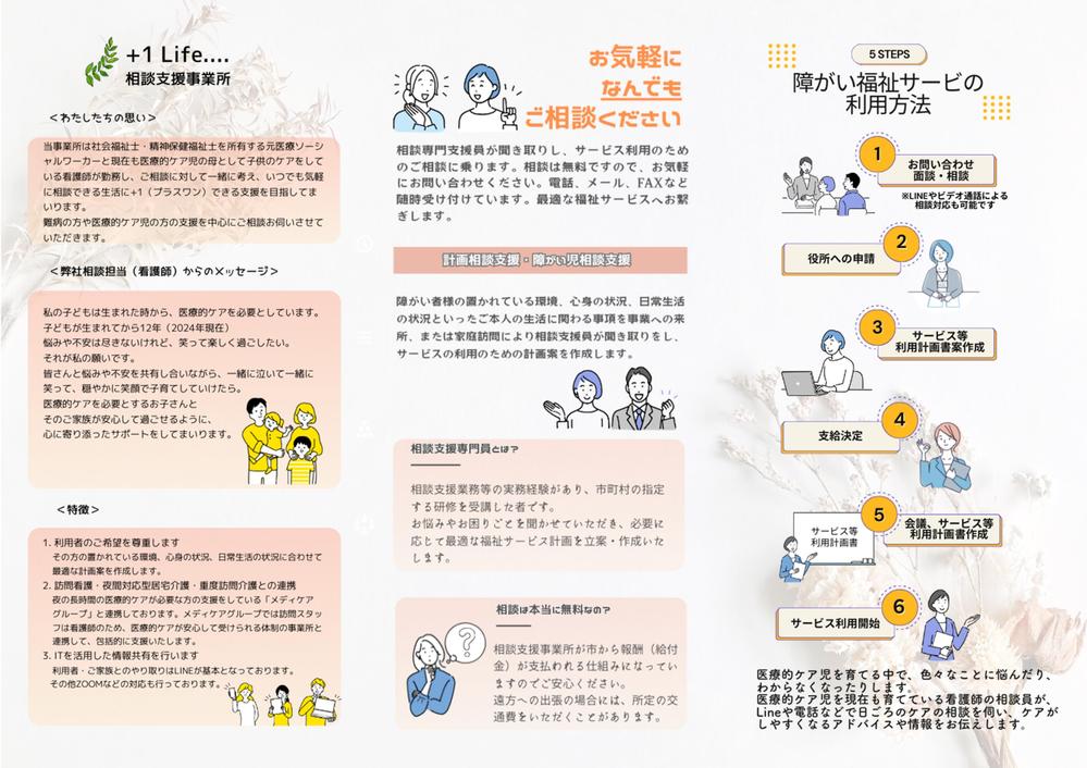 相談支援事業所の３つ折りパンフレットデザイン制作