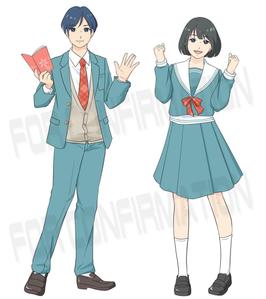 naru (narunell)さんの学習塾の広告に掲載する中学生や高校生（男子と女子両方）のイラストへの提案