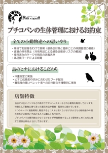 designer_miki (farfalla_design_office)さんの小動物専門店内に掲示するお店のアピールポスター制作をご依頼致しますへの提案