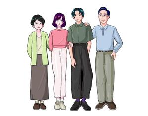 わーデザ (waa_deza)さんのネオレトロ（ニューレトロ）な作風の、親子人物イラストへの提案