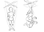 osooji (san_)さんの糸が絡まって変な姿勢（動き）をしているマリオネット（操り人形）のイラストへの提案