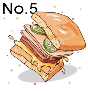 YATO (m-yato)さんの【ランチ】キューバンサンドカフェ「No.5」のキューバンサンドのイラストへの提案