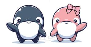 Q-Design (cats-eye)さんの海の生物　カメ　イルカ　クジラ　サメ　夫婦キャラクターへの提案