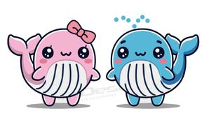 Q-Design (cats-eye)さんの海の生物　カメ　イルカ　クジラ　サメ　夫婦キャラクターへの提案