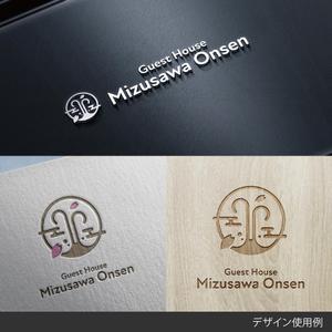 しま (shima-z)さんの長期滞在型ゲストハウス「Guest House Mizusawa Onsen」のロゴへの提案