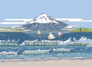 平野秀明 (space-object)さんの【　南房総の海辺の民宿　大浴場の壁絵イラスト制作　】日本画風　浮世絵風　和風イラストへの提案