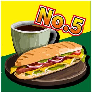 おおごえ (gui_le-ciel)さんの【ランチ】キューバンサンドカフェ「No.5」のキューバンサンドのイラストへの提案