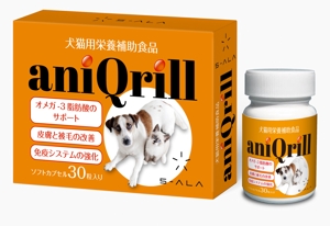 design_studio_be (design_studio_be)さんの動物サプリメント　クリルオイル　パッケージデザイン　商品名：aniQrillへの提案