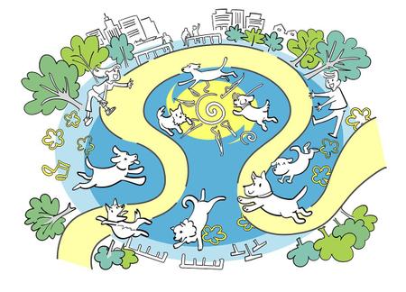 freehand (freehand)さんの「人と犬が遊んでる公園」を表現してる冊子表紙の挿絵への提案