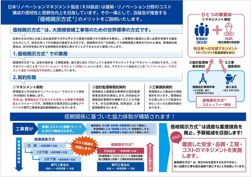 一般の方にもわかりやすい！「マンション大規模修繕工事における価格開示方式のメリットについて」